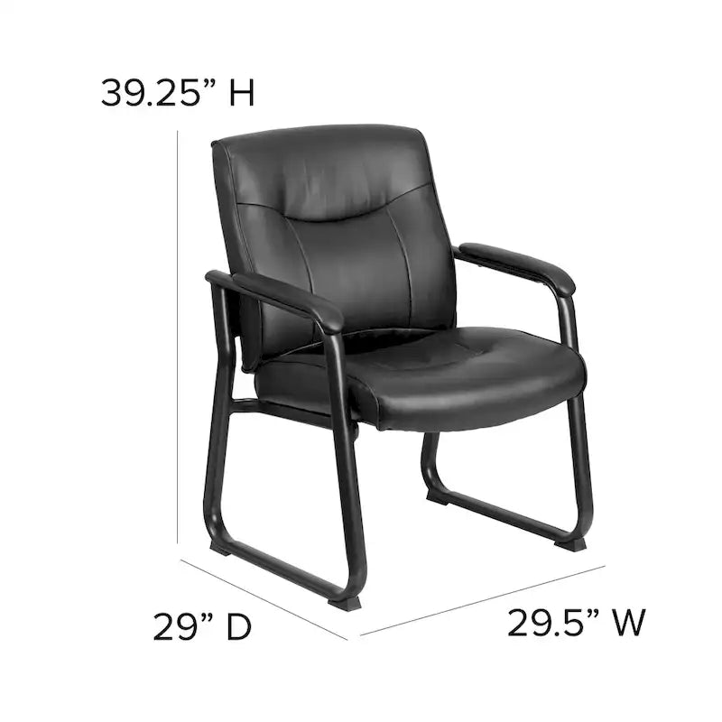 Big & Tall Soft Leather Sled Base Executive Reception Chair