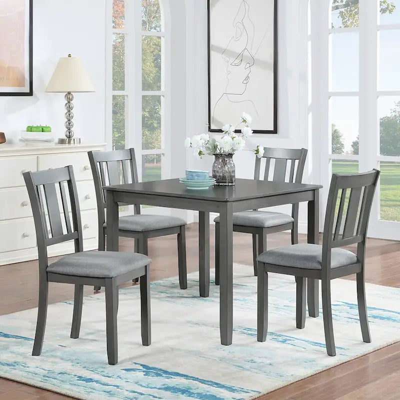 Wooden Dining Square Table, Kitchen Table for Small Space, 4 Person Dining Table