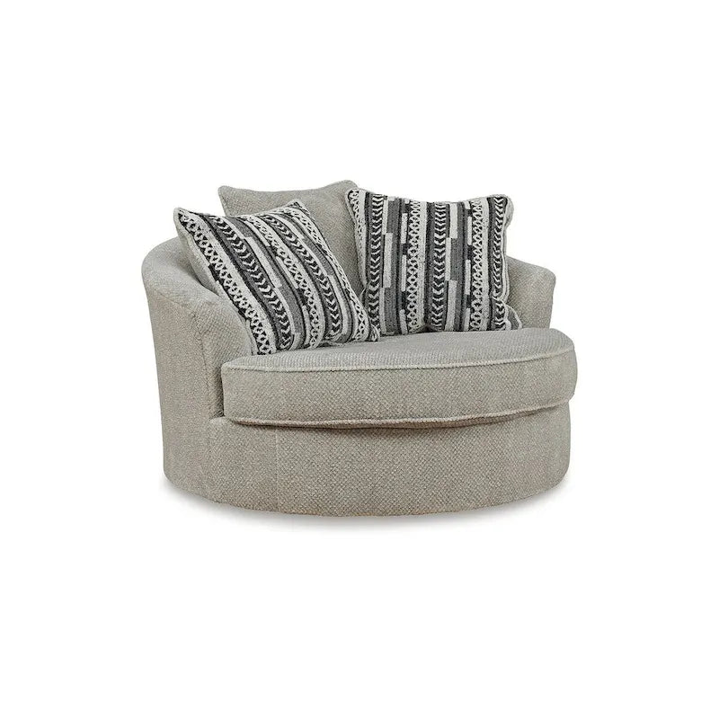 Gray Oversized Swivel Accent Chair - 56W x 55D x 36H