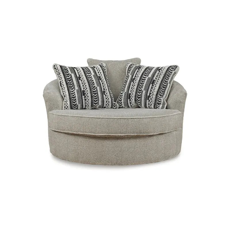 Gray Oversized Swivel Accent Chair - 56W x 55D x 36H