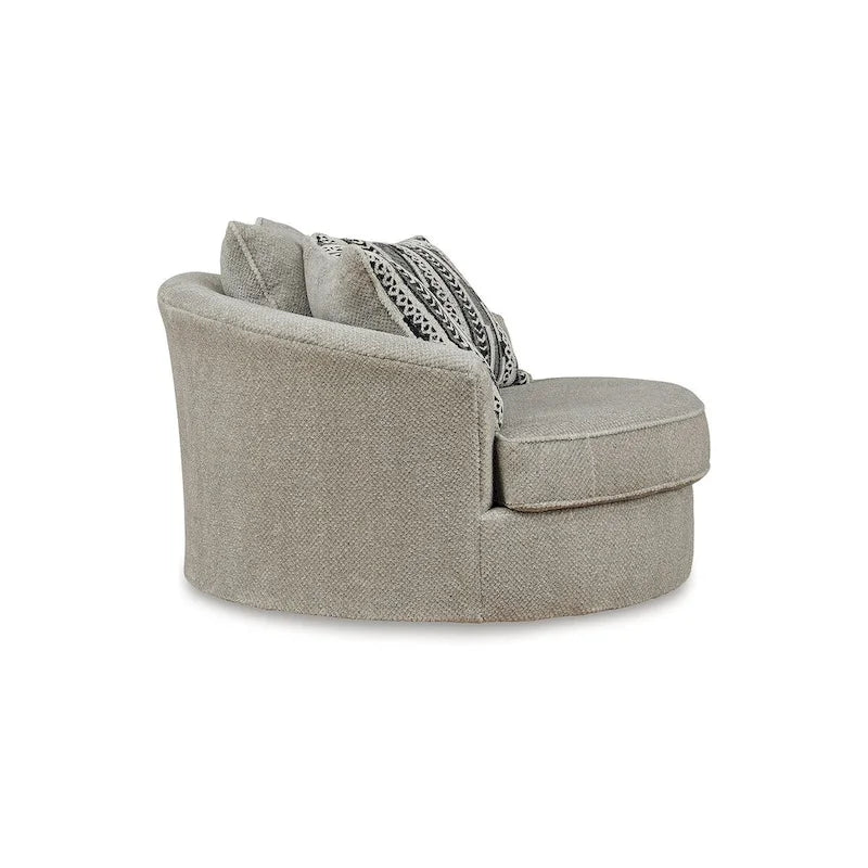 Gray Oversized Swivel Accent Chair - 56W x 55D x 36H