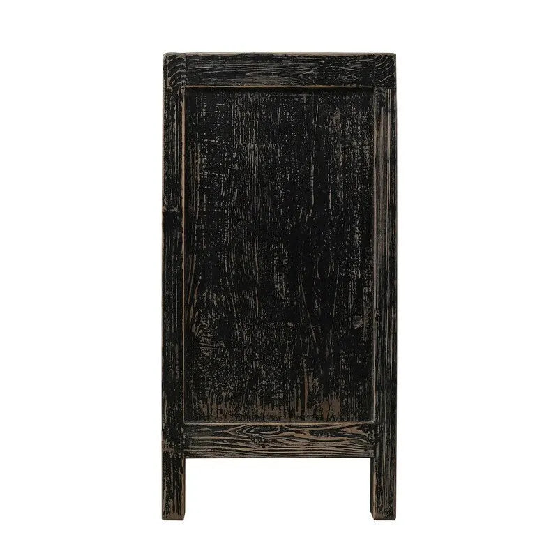 Two-Door Distressed Black Storage Cabinet, 39x18x35 in.