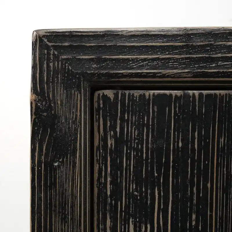 Two-Door Distressed Black Storage Cabinet, 39x18x35 in.